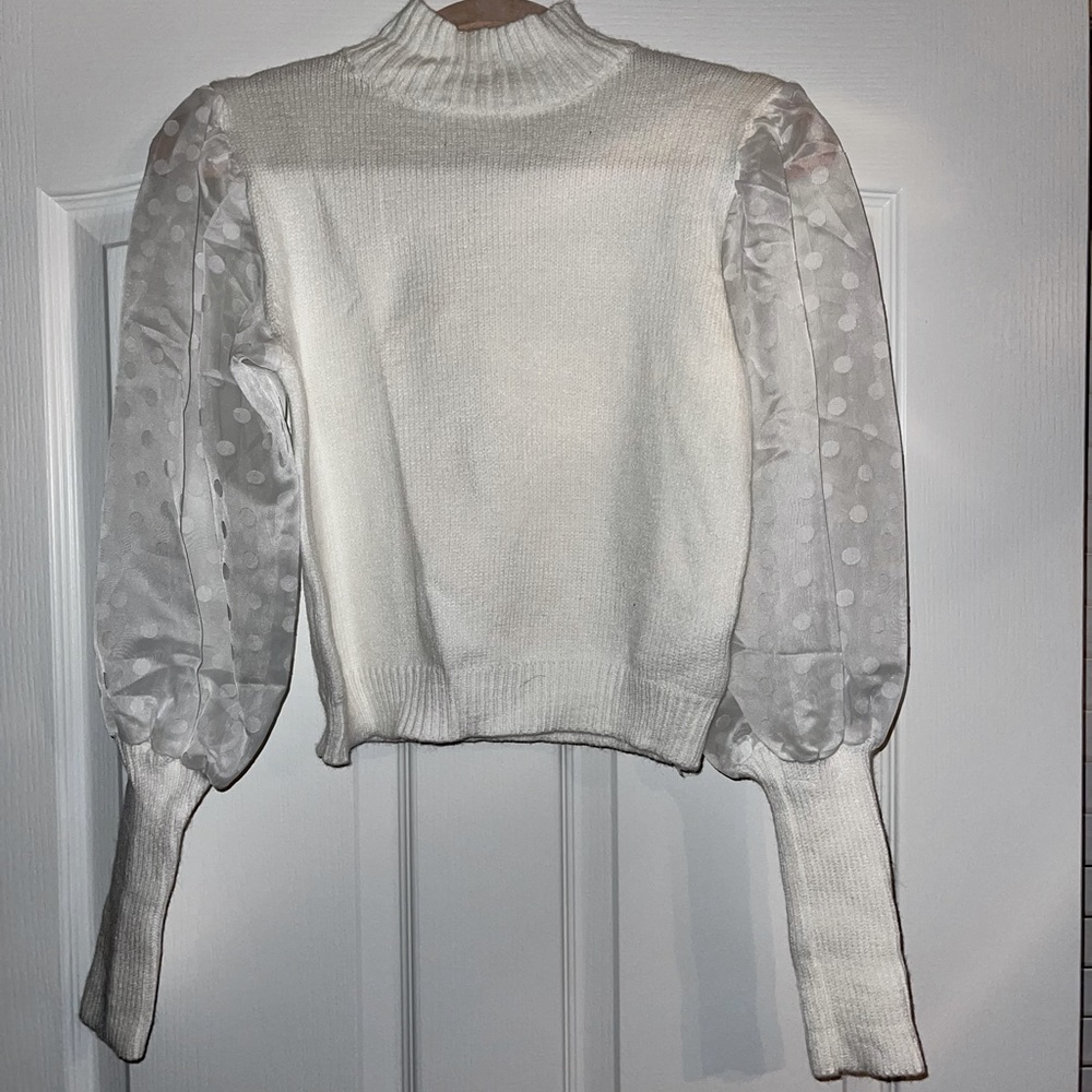Polka Dot Organza Puff Sleeve Jumper